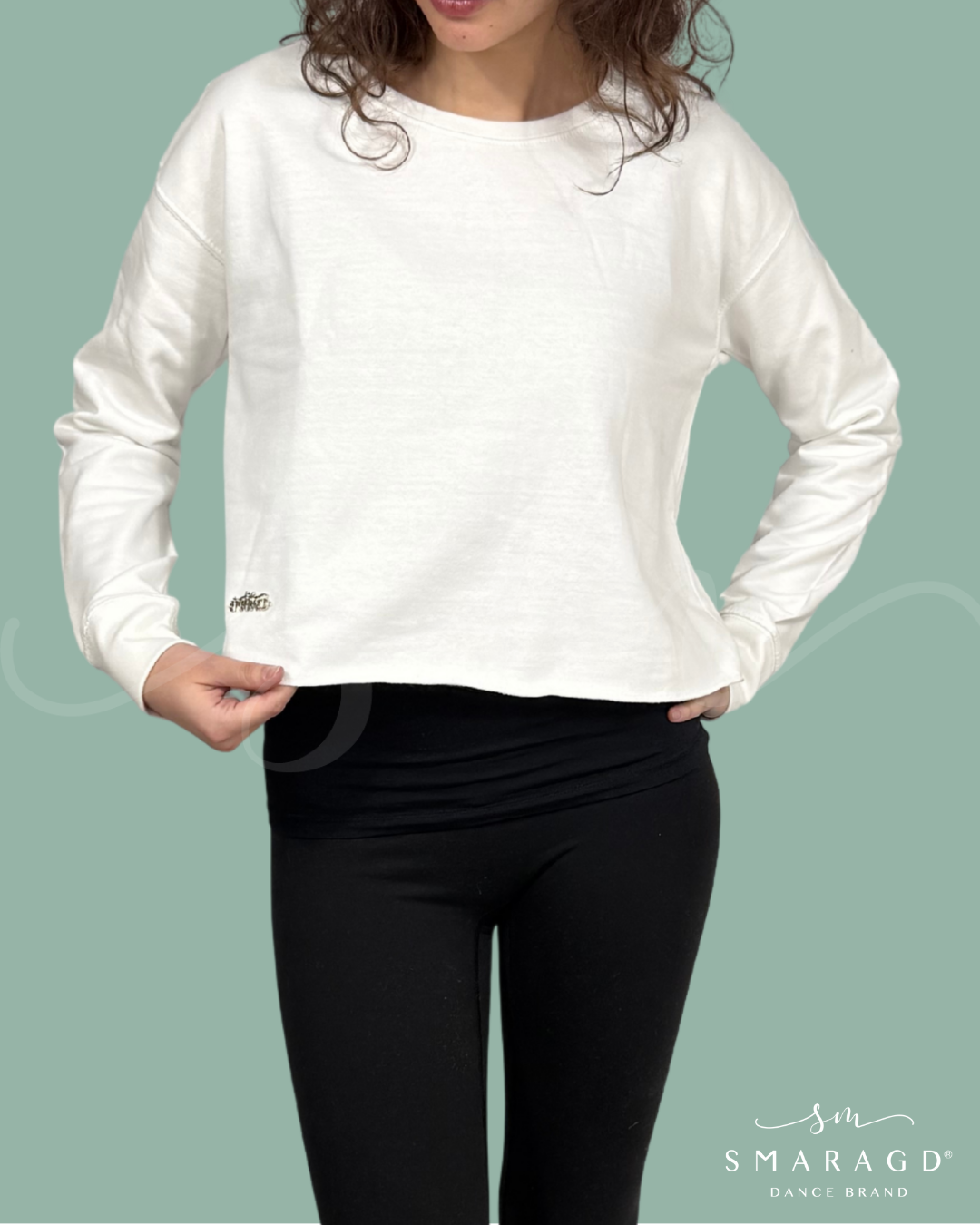 pulover crop SMARAGD BASIC - bela