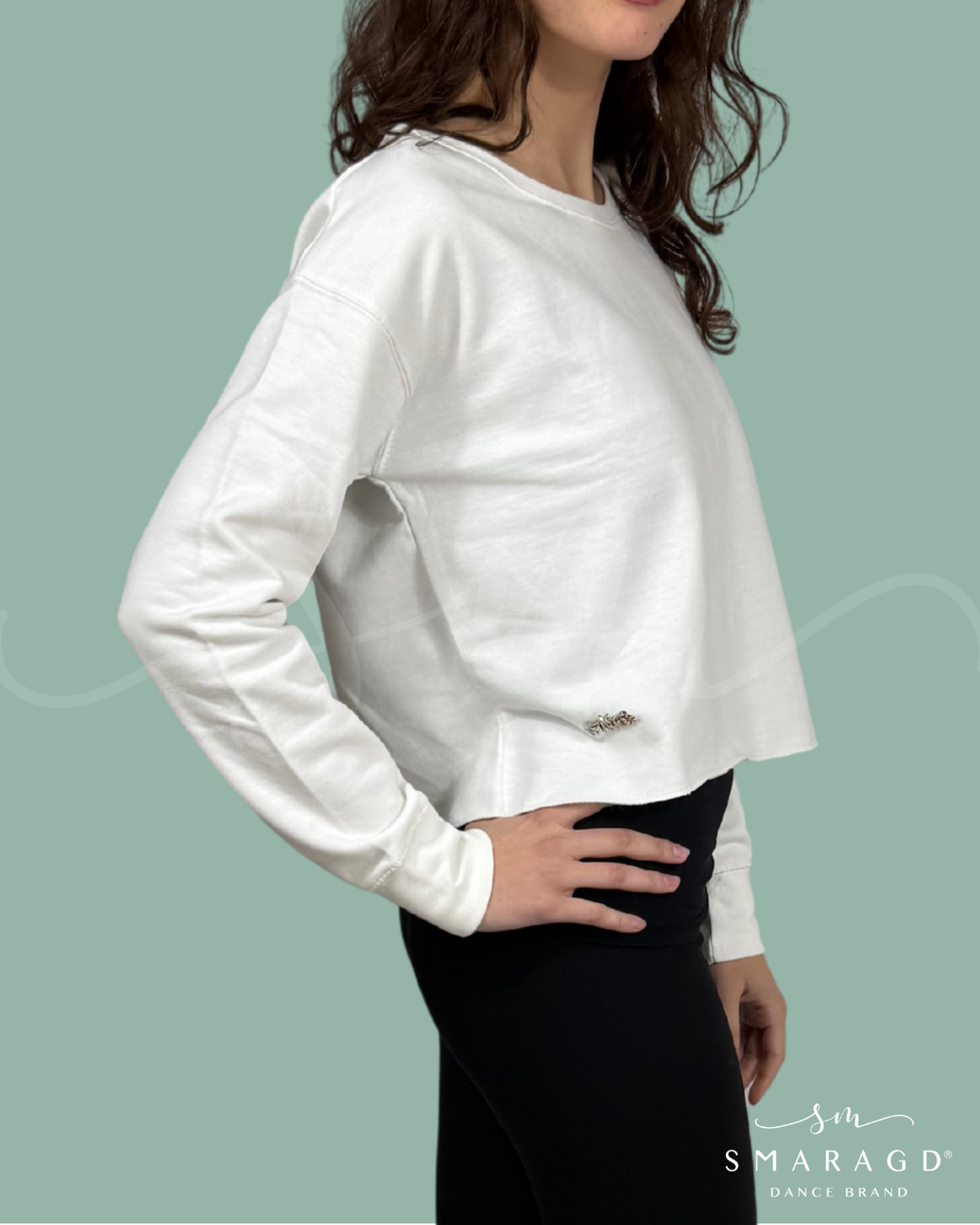 pulover crop SMARAGD BASIC - bela