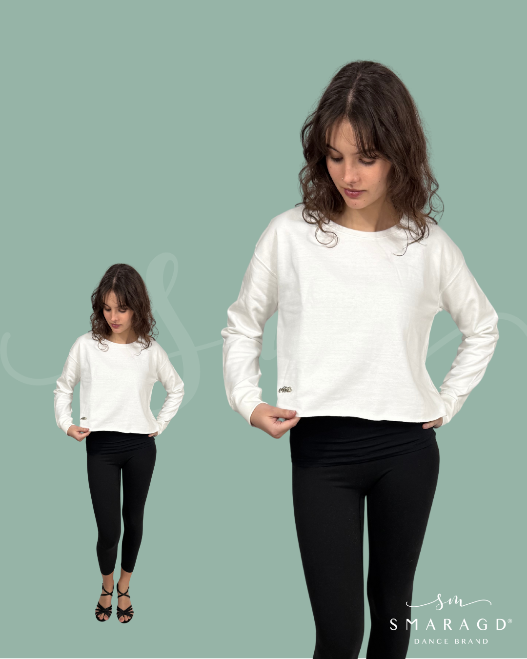 pulover crop SMARAGD BASIC - bela