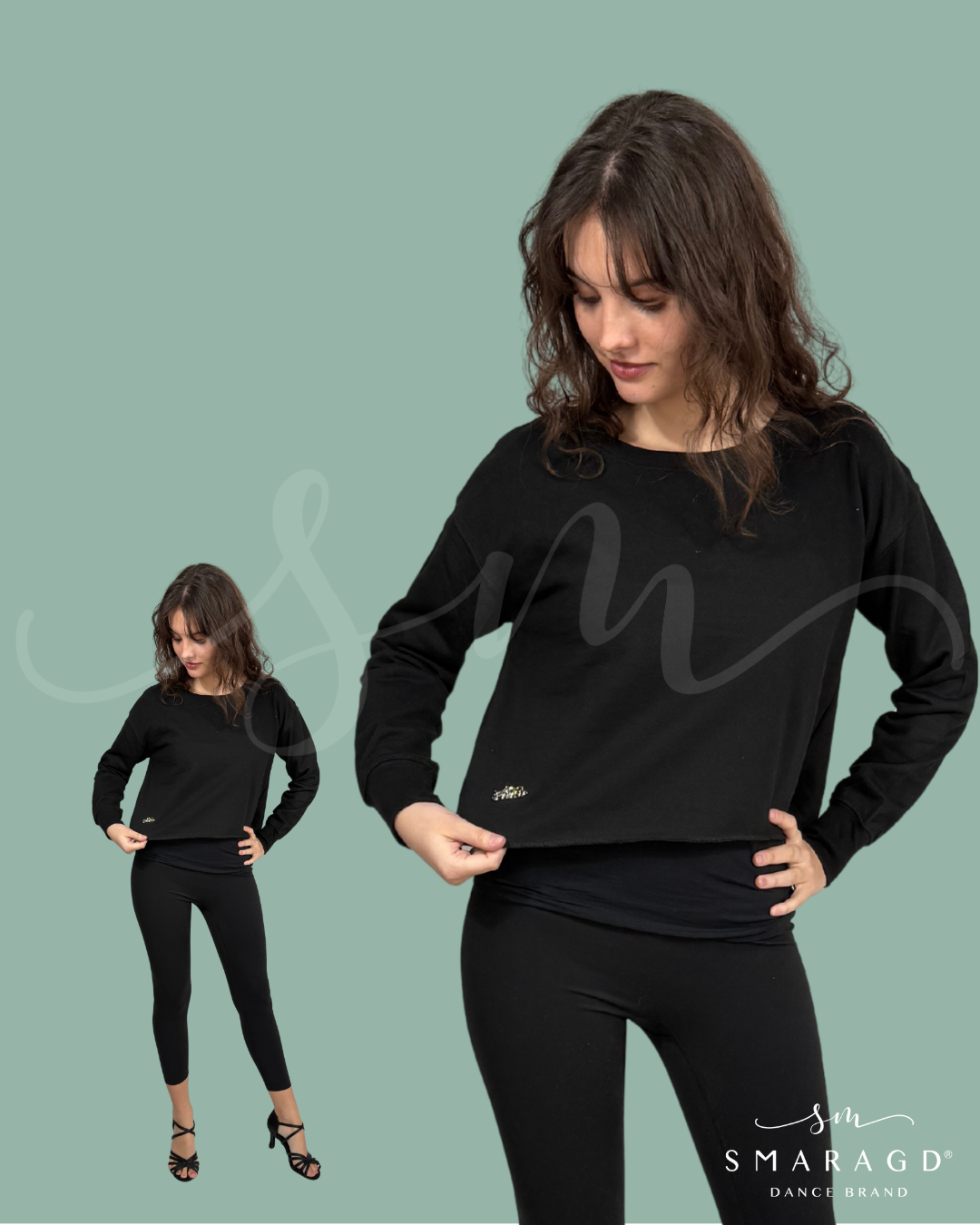 pulover crop SMARAGD BASIC - črna